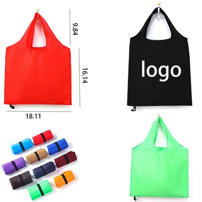 Reusable Foldable Polyester Shopping Tote With Pouch