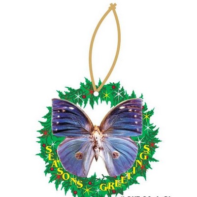 Blue Butterfly Promotional Wreath Ornament w/ Black Back (6 Square Inch)