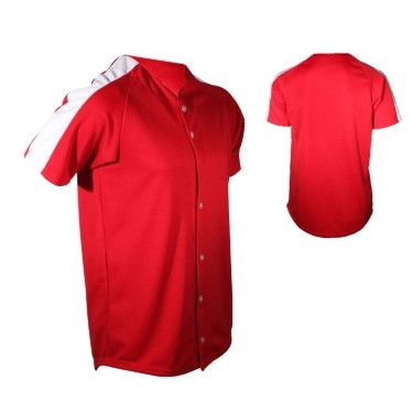 Youth Pro-Weight Textured Mesh Pro-Style Full Button Jersey Shirt w/ Contrasting Sleeve Panel