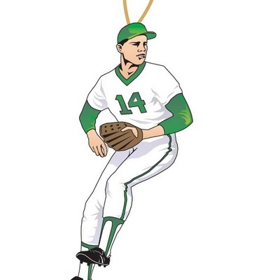 Baseball Player Ornament w/ Clear Mirrored Back (10 Square Inch)