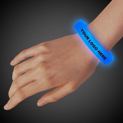 9" Deluxe Single Color Triple Wide Blue Glow Bracelet