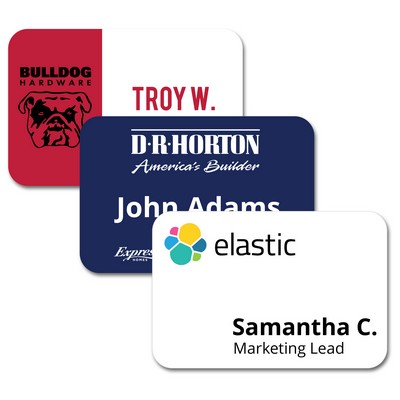 3" x 2" Glossy Plastic Name Badge w/Full Color Imprint & Personalization