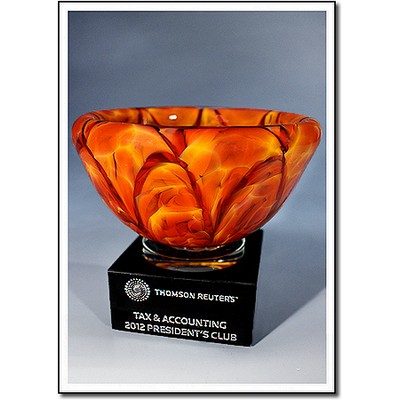 Diamond Blaze Art Glass Bowl w/o Marble Base (6.5"x3.5")