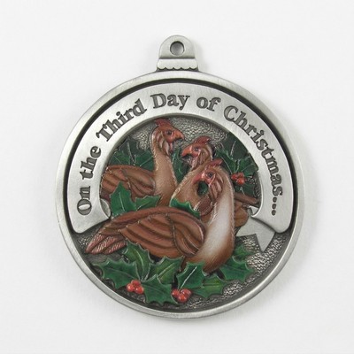 Twelve Days of Christmas 3D Gallery Print Mini Ornament (Day 3 - Three French Hens)