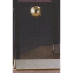 Smoked Glass Plaque Award w/Gold Football Accent, Gold Plastic Mounts & Base (4"x6.5")
