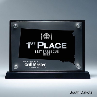 Frosted Lucite SD State Cutout on Risers Award