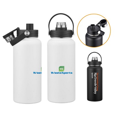 34 oz. Stainless Steel Vacuum Insulation Leak-Proof Bottle w/ Lid & Handle