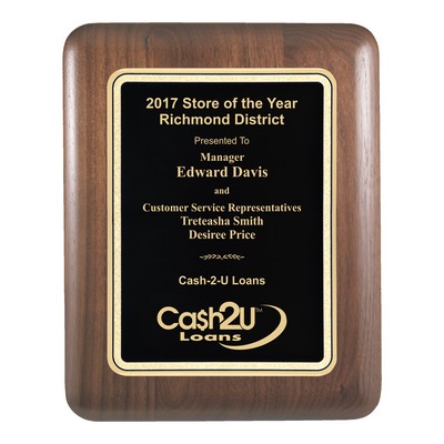 Black Plate Walnut Plaque w/Elliptical Edge (9"x12")
