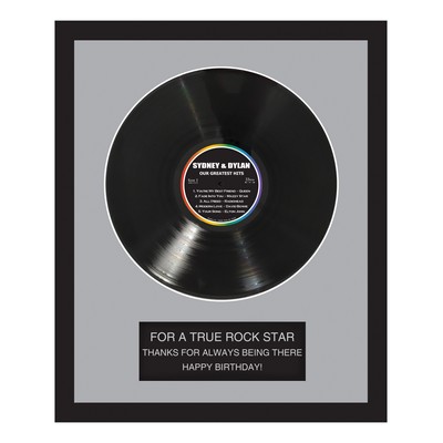 Black Framed 12" Record - Black Backer + Plate - 16 x 20