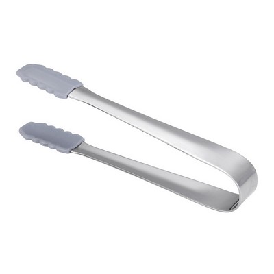5.1" 304 Stainless Steel Ice Tongs w/Silicone Cooking Kitchen Tongs(Silver)