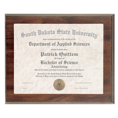 Cherry Finish Slide In Frame Plaque with Window