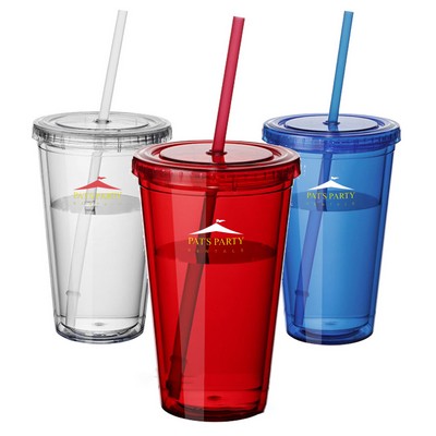 16 Oz. Double Wall Tumbler with Straw