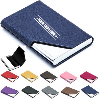 PU Leather and Stainless Steel Business Card Holder