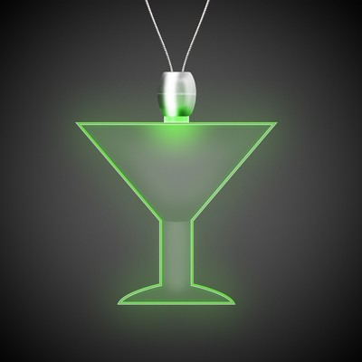 24" Green Martini Light-Up Pendant Necklace(Laser Engraved)