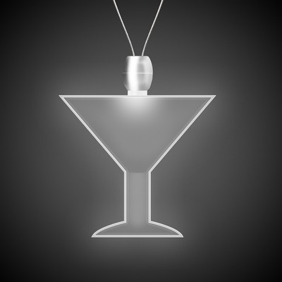 24" White Martini Light-Up Pendant Necklace(Laser Engraved)