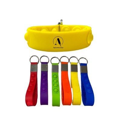 Push Pop Bubble Wristband Fidget Keychain
