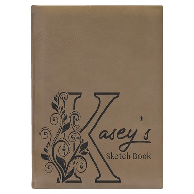 7" x 9 3/4" Light Brown Leatherette Sketch Book-Unlined Paper