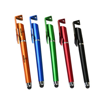 3" 1 Stylus Ballpoint Pen with Phone Stand & QR Code