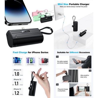 5,000 mAh Portable Charger with Type-C/Phone Dual Charging Port
