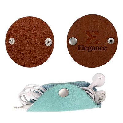 Debossed Vegan Leather Tech Taco Cord Cable Organizer