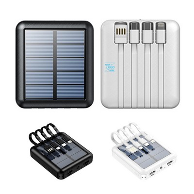 5000mAh Solar Power Bank Portable Charger w/Cable