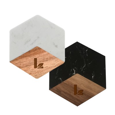 Wood Marble Coaster Hexagon - OCEAN