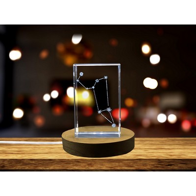 Leo Stars Chart 3D Engraved Crystal Trophy Award w/LED Base