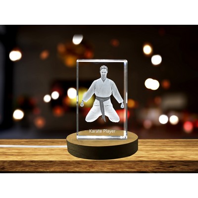 Karate Player 3D Engraved Crystal Trophy Award