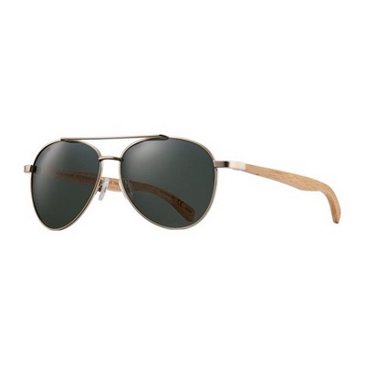 Amador Eco-Sustainable Polarized Gold Sunglasses w/Gray Green Lens