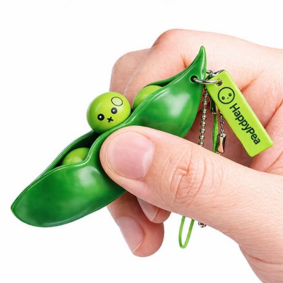 Cute Pea Pod Stress Reliever Keychain