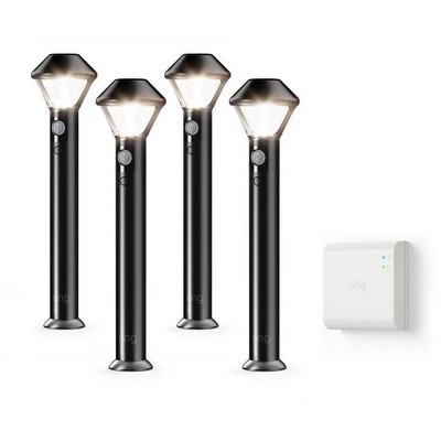 Ring Smart Lighting – Pathlight, Battery-Powered, Outdoor Motion-Sensor Security Light, Black 4-pack