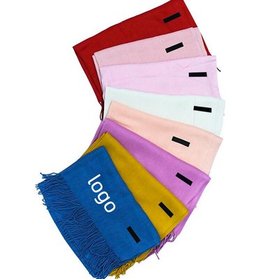 Soft Pashmina Cashmere Scarf W/Fringes