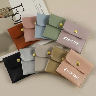 2.8" PU Jewelry Pouch with Snap Button Luxury Jewelry Pouch for Earring, Necklace