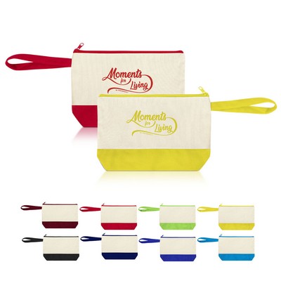 Cotton Canvas Two-Tone Cosmetic Bag