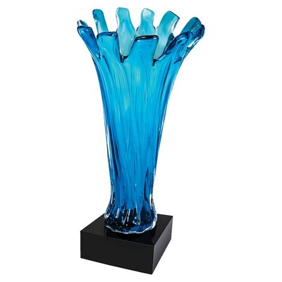 12 1/2" Blue Cup Art Glass