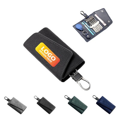 Leather Key Organizer With 6 Hooks and Chains