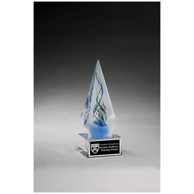 Frosted Glass Accent Arrow on Base Art Glass