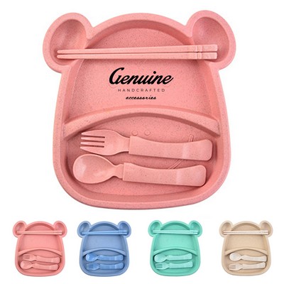 Kid Wheat Straw Animal-Shaped Divided Plate