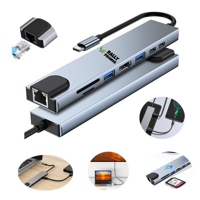 Multi-functional 8" 1 USB Type-C Hub Adapter