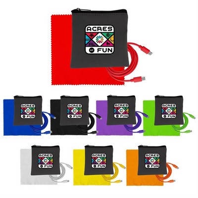 Gray Executive C to C Cable & Cloth Set