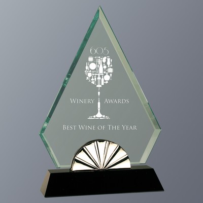 Diamond Horizon Glass on Black Glass Base Series, Large (6-1/4"x 9-3/4"H)