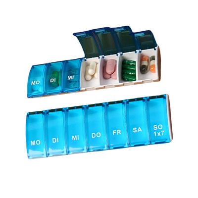 Colorful Transparent 7-Grid Travel Portable Pill Box Made Of Pp Material