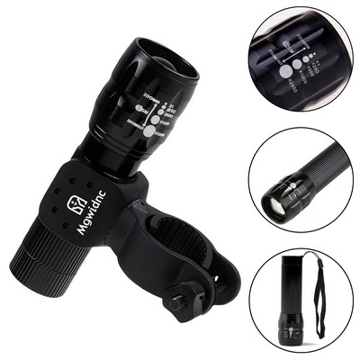 Adjustable Focus Aluminum Bike Flashlight with 3-Mode LED
