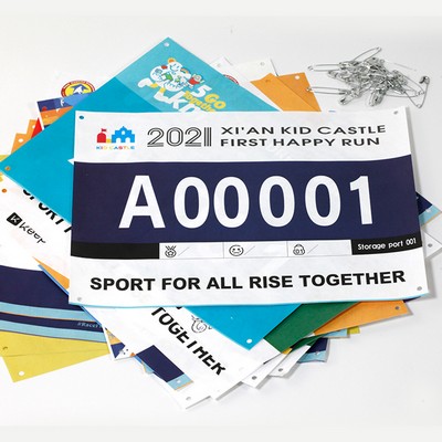 Custom 8.7" x 5.9" Waterproof Paper Race Numbers Bib Bike Number with Safety Pins