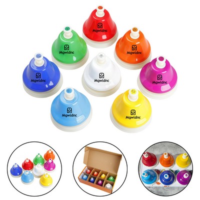 8-Piece Colorful Hand Percussion Musical Instrument Set - 8-Note Bell Chime for Kids
