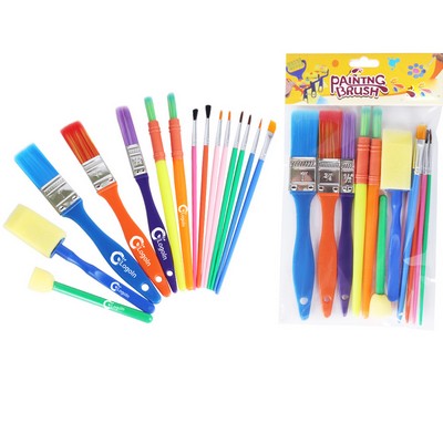 15 Pcs Graffiti Sponge and Nylon Hair Painting Brushes Set