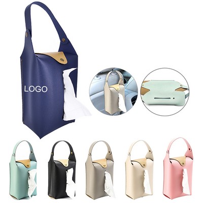 Car Hanging PU Leather Tissue Holder