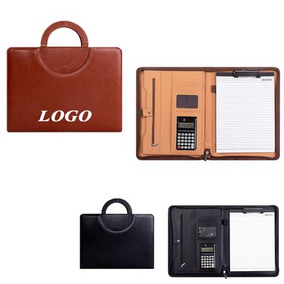 A4 Pu Leather Portfolio Business Folder W/Calculator