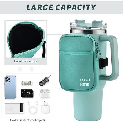 40 Oz. Neoprene Coin Pouch Portable Frost Cup Sleeve
