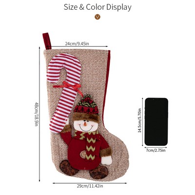 Christmas Decoration Stocking Santa Snowman Reindeer Hanging Ornament Home Fireplace Decor